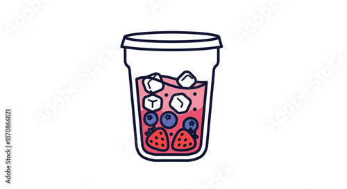 Fruit Smoothie in a Plastic Cup.