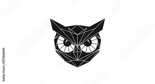 Geometric Owl Head Logo Design Element.