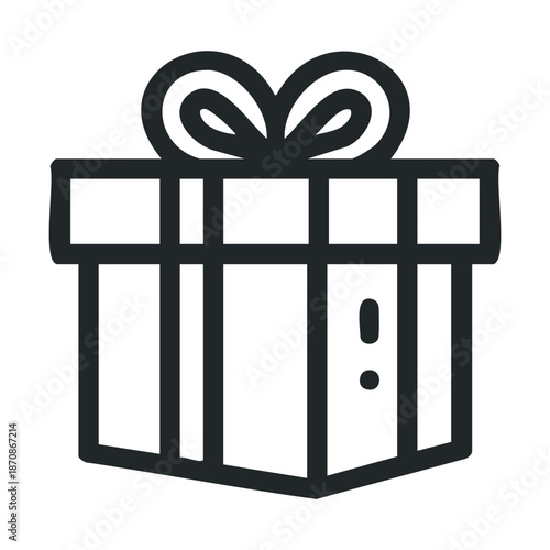 Stylish outline gift box featuring a lovely bow, ideal for conveying presents, special surprises, holiday promotions, or exclusive offers in modern applications and marketing materials.