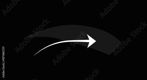 White Arrow Symbol on Black Background.