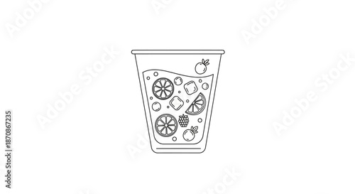 Transparent Plastic Cup with Fruit Salad Inside.