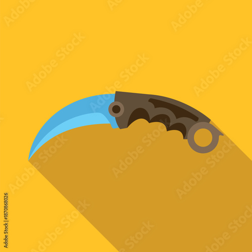 Karambit knife representing a weapon or tool in a flat design style