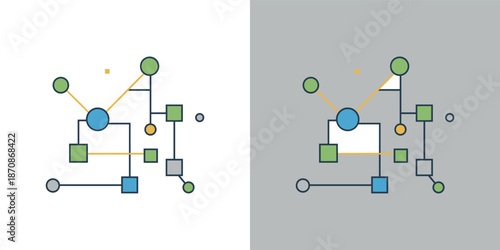 A diagrammatic representation of a complex system on a white and grey background