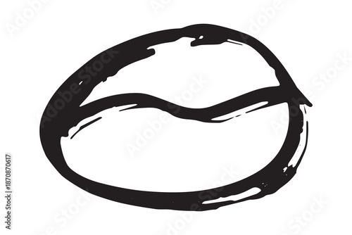 Hand drawn fresh roasted coffee bean Arabica robusta seed doodle Single element for print, web, design, decor