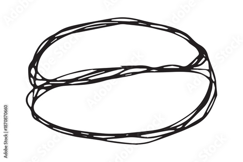 Hand drawn fresh roasted coffee bean Arabica robusta seed doodle Single element for print, web, design, decor