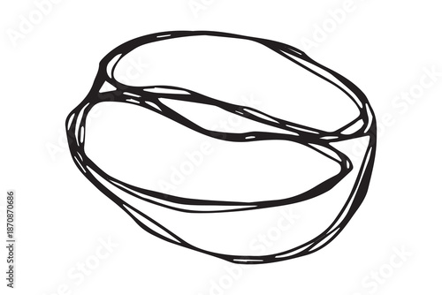 Hand drawn fresh roasted coffee bean Arabica robusta seed doodle Single element for print, web, design, decor