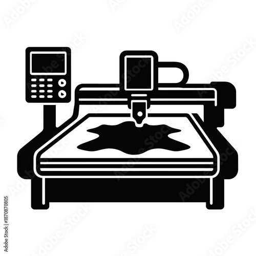Cutting-edge Computer Numerical Control (CNC) machine in silhouette, representing precision automated manufacturing, advanced digital fabrication, and industrial automation technology