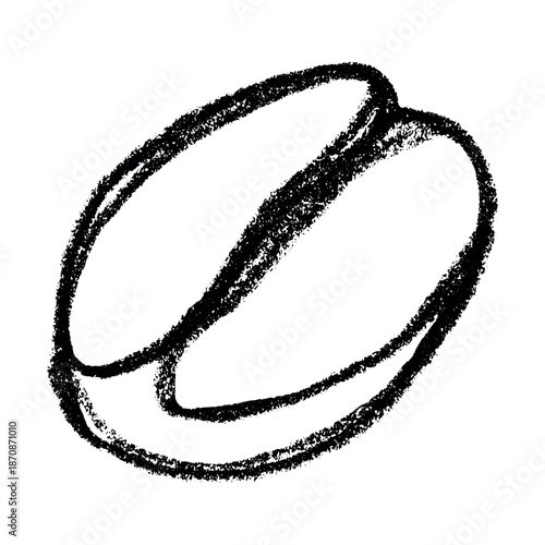 Hand drawn fresh roasted coffee bean Arabica robusta seed doodle Single element for print, web, design, decor