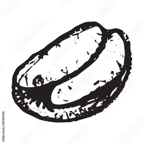 Hand drawn fresh roasted coffee bean Arabica robusta seed doodle Single element for print, web, design, decor