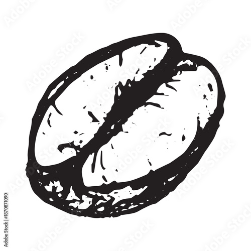 Hand drawn fresh roasted coffee bean Arabica robusta seed doodle Single element for print, web, design, decor