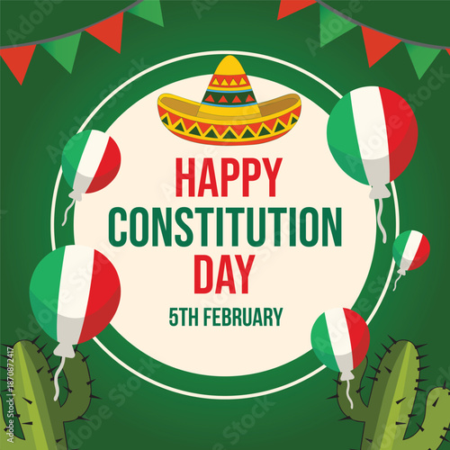 Mexican constitution day post design and banner template