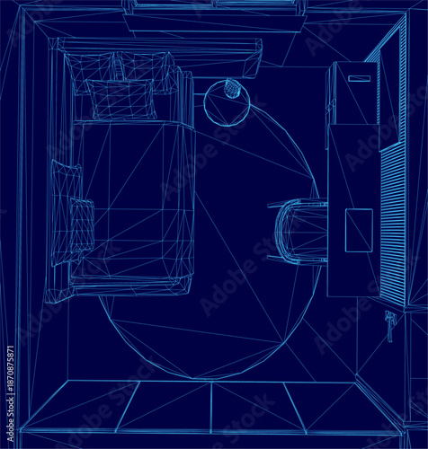 A detailed apartment floor plan blueprint displays the bathroom layout with a toilet, sink, and shower in a clean wireframe style.