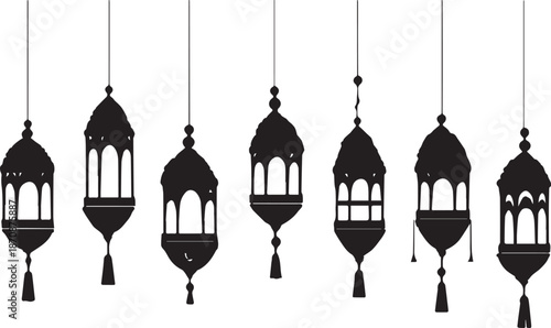 Hanging Islamic Lanterns Silhouette Collection Ramadan lantern