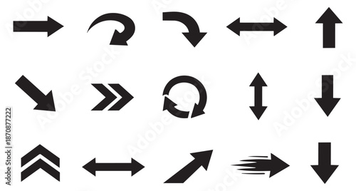 Modern arrow icons set featuring various directional and navigation symbols for web design and user interfaces