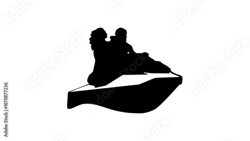  jet skiing ,black isolated silhouette