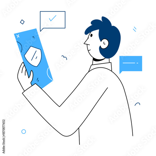 A hand drawn style illustration showing a software update