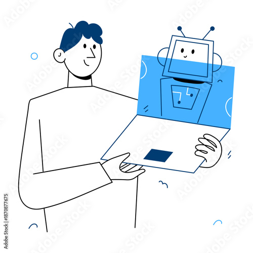 A hand drawn style illustration showing a software update