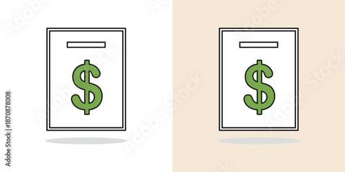Two identical dollar bill icons displayed on contrasting backgrounds