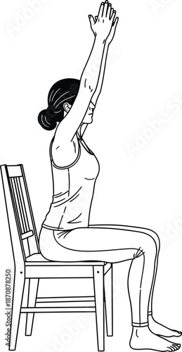 Seated Chair Yoga Stretch Exercise Illustration