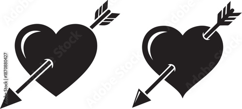 Valentines day heart with arrow symbol for love and romance