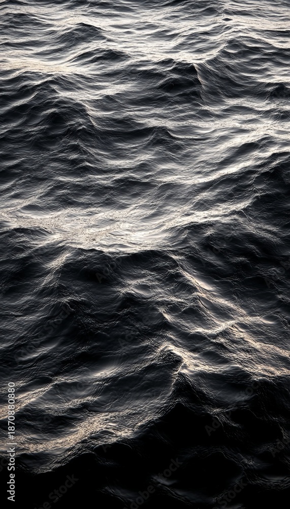 Fototapeta premium Dark Moody Waterscape Texture with Abstract Ripple Effects and Gentle Waves for Creative Backgrounds