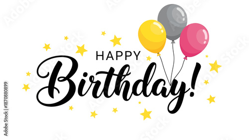 Colorful balloons and stars celebrate a joyful birthday occasion in a festive atmosphere