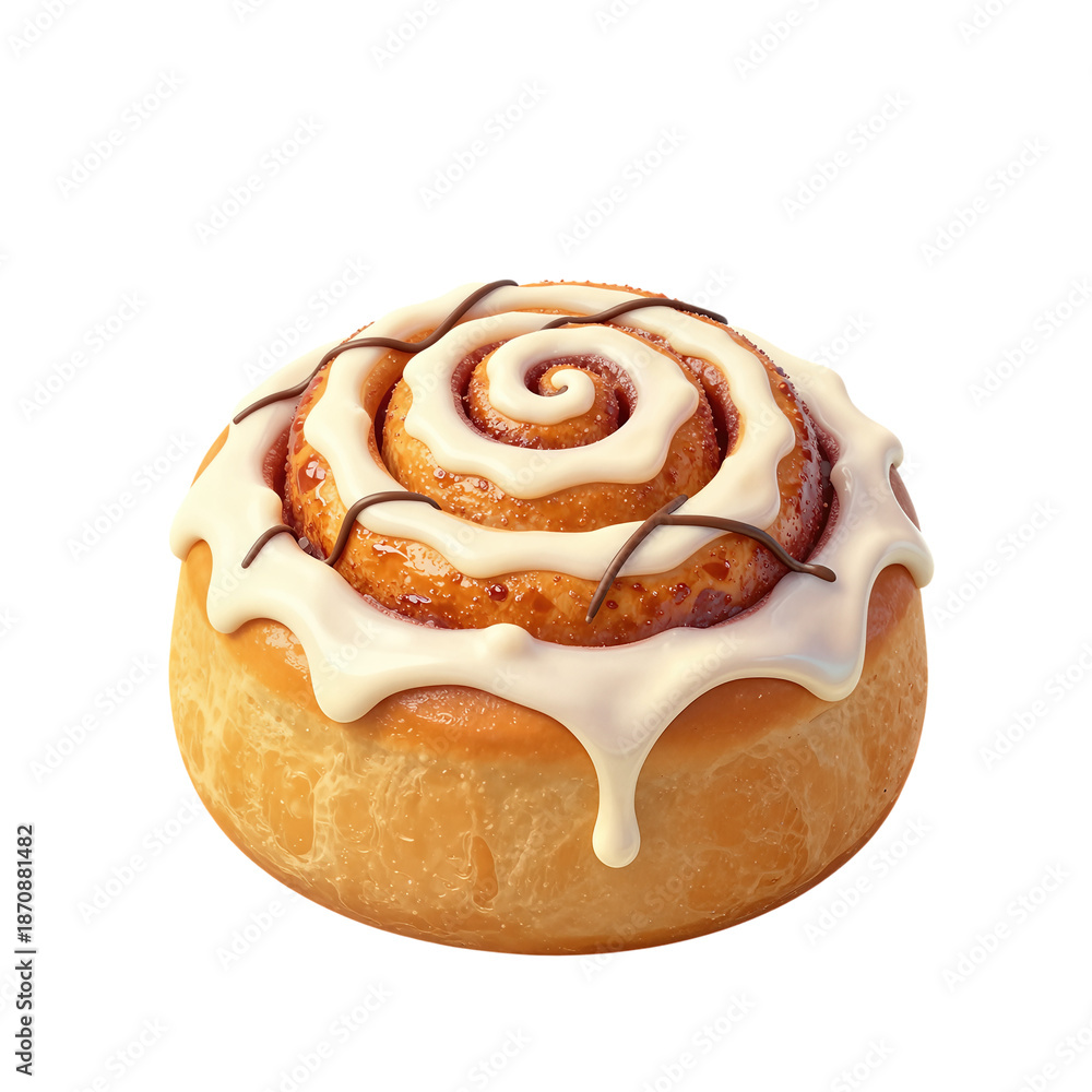 Fototapeta premium Delicious cinnamon roll with creamy frosting