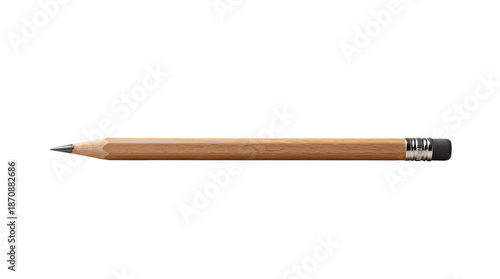 Sharpened wooden pencil with eraser