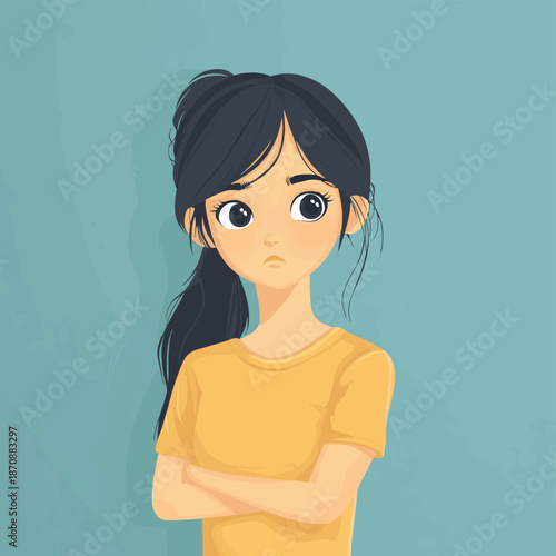 Worried or embarrassed young woman