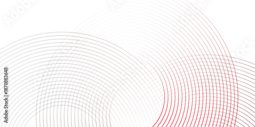 Collection of red concentric circles. Collection of radial sound wave or sonar rings. Pack of radar icon symbols, targets, dashed lines, halftones.