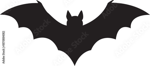 Bat Silhouette Icon in Black Minimal Style