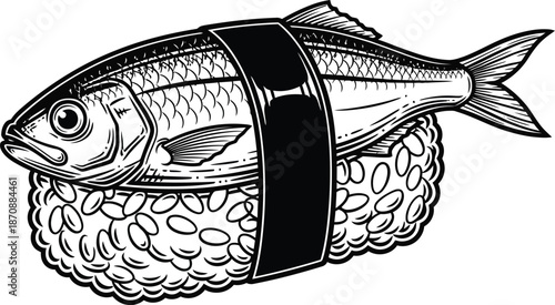 Sushi Fish Japanese Food Vector Illustration