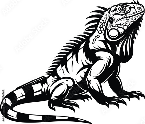 Iguana Reptile Wildlife Detailed Vector Illustration