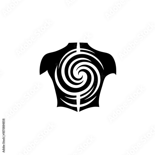 Minimalist Line Spinal Column Swirl Back Pain Body Condition Illustration