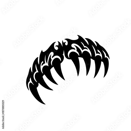 Sharp Silhouette Monster Fangs Teeth Open Mouth Predator Illustration