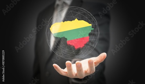 Lithuania - country shape and flag - 3D illustration