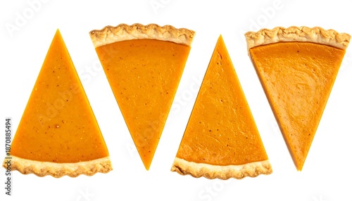 Delicious Pumpkin Pie Slices - A Thanksgiving Dessert Delight.