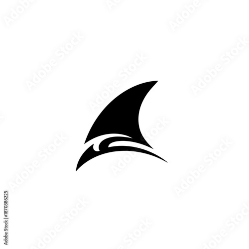 Simple Black and White Shark Fin Graphic Icon Animal Illustration