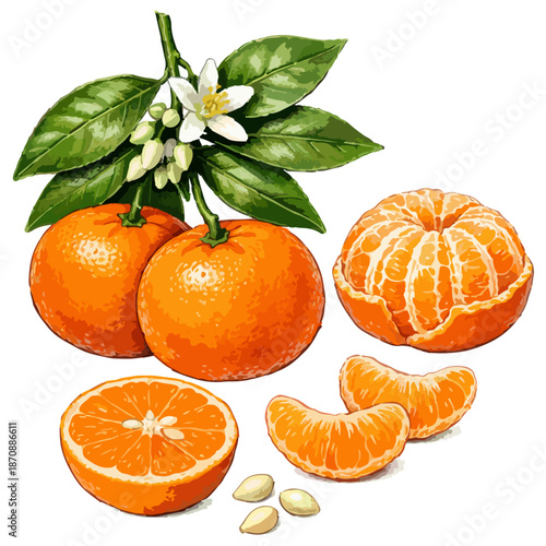 Citrus reticulata illustration art