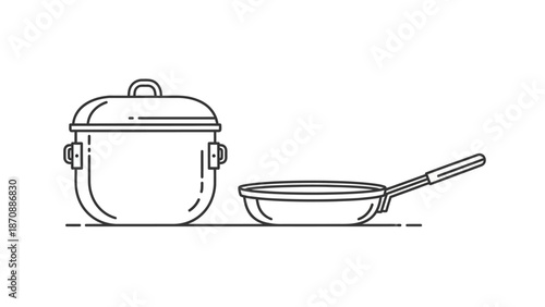Cookware Pot and Frying Pan Set.