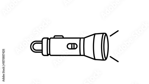 Flashlight with Light Beam Emitted.