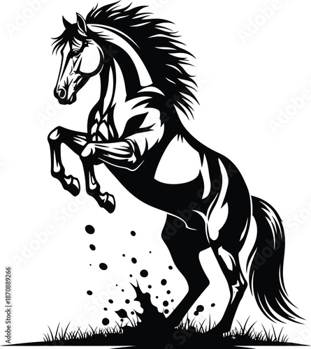 Rearing Horse Strength Freedom Vector Illustration