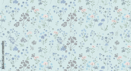 Seamless floral pattern. Watercolor painting. Hand drawn and painted illustration. Fabric, wallpaper, bed linen design