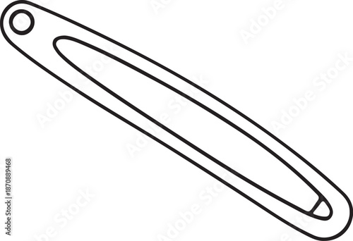 Hair Accessory Hair Clip Hand-drawn Sketch Drawing Vector Illustration, Line Linear Symbol Engraving Coloring Book, Black and White Isolated
