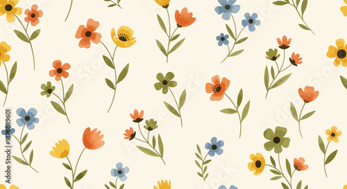 Seamless abstract flowers pattern. Endless background.
