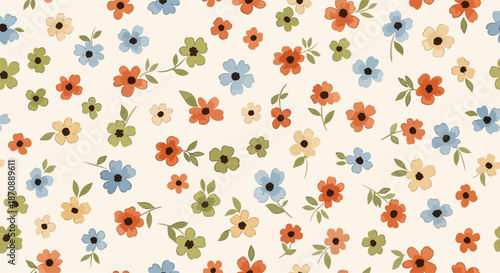 Vector illustration of seamless pattern with traditional floral ornament
