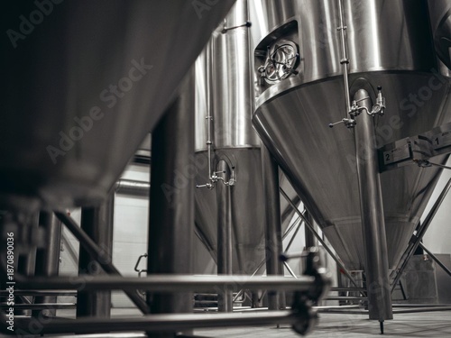 steel brewing equipment at the brewery