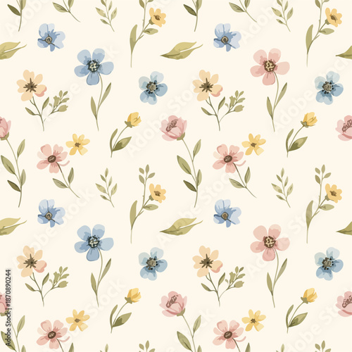 Blue and green flowers. Blue and green stylized flowers seamless background pattern

