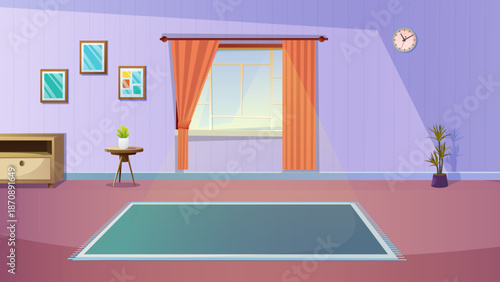 Modern Living Room Interior with Window and Natural Light Illustration