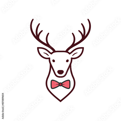 Stylish deer head with bowtie